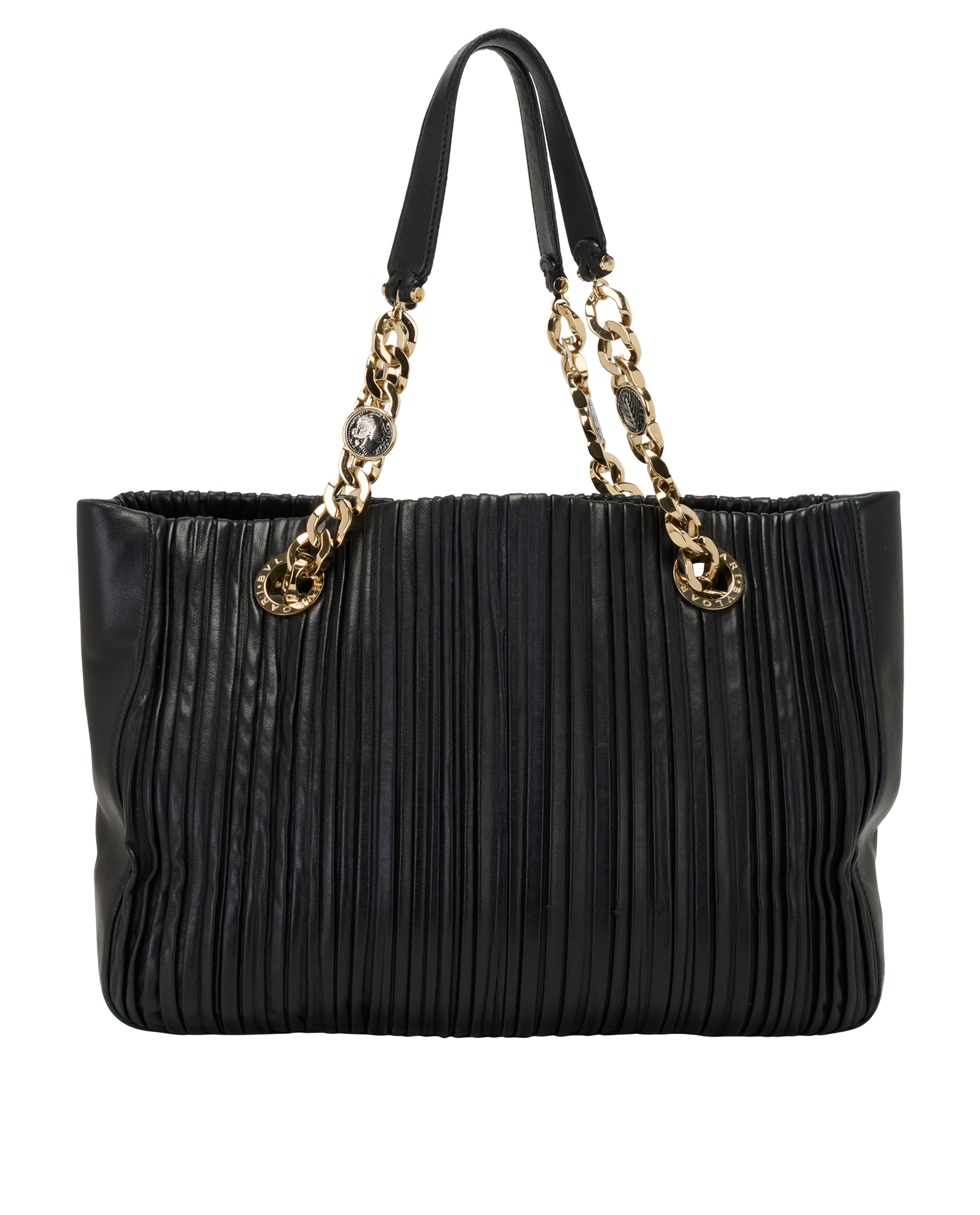 Plisse Tote, &pound;375, Handbags, Black, Leather, Back view